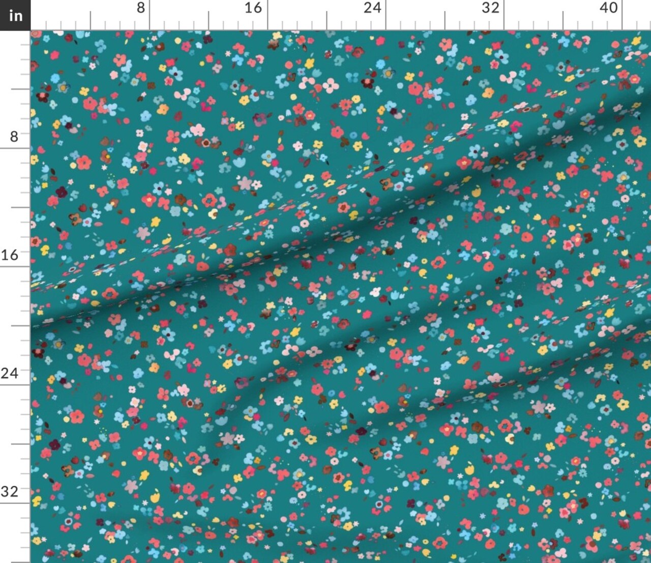 Ditsy Floral Lagoon Custom Printed Fabric by Spoonflower Various Fabrics by the Yard or Fat Quarter 12128097